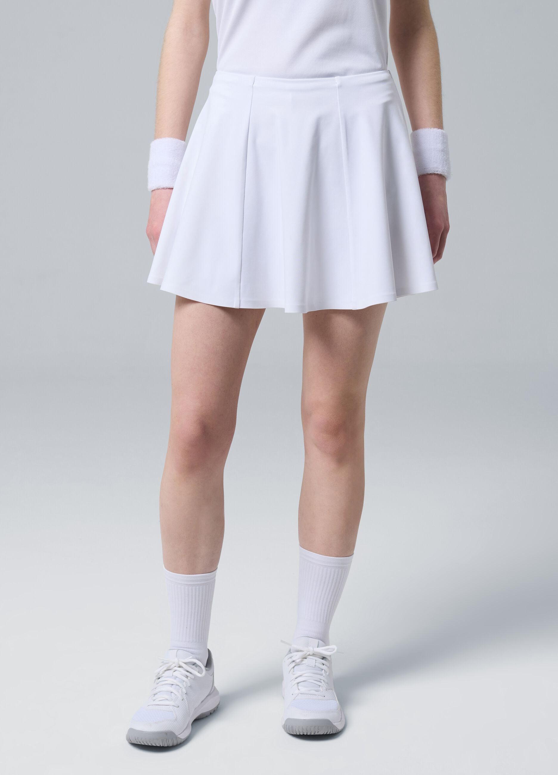 White ALTAVIA COURT sports skirt in stretch technical fabric with integrated shorts