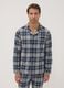 Grey and blue flannel pyjamas in pure organic cotton, regular fit_1
