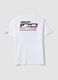 White pure cotton crew-neck T-shirt with Ducati print, regular fit_2
