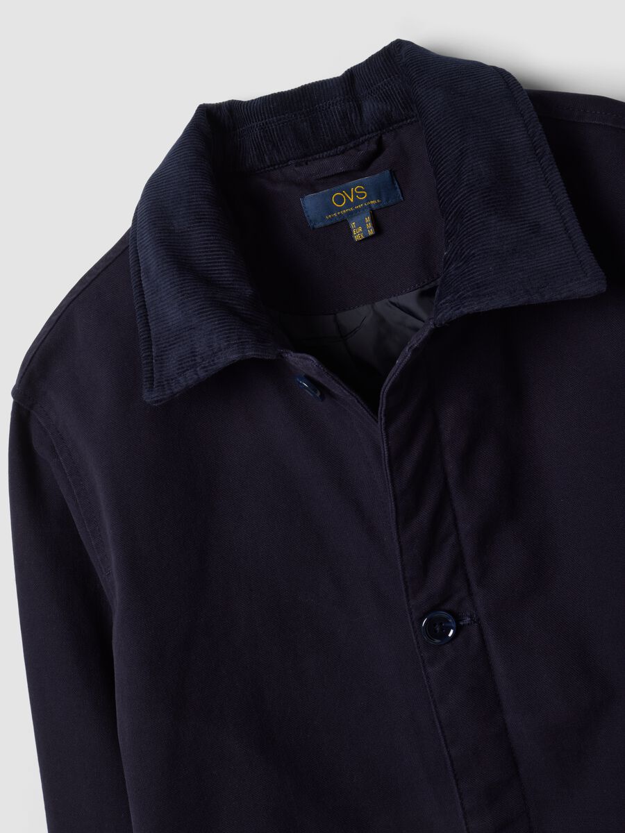 Shacket blu navy imbottita in puro cotone regular fit con colletto a contrasto_2