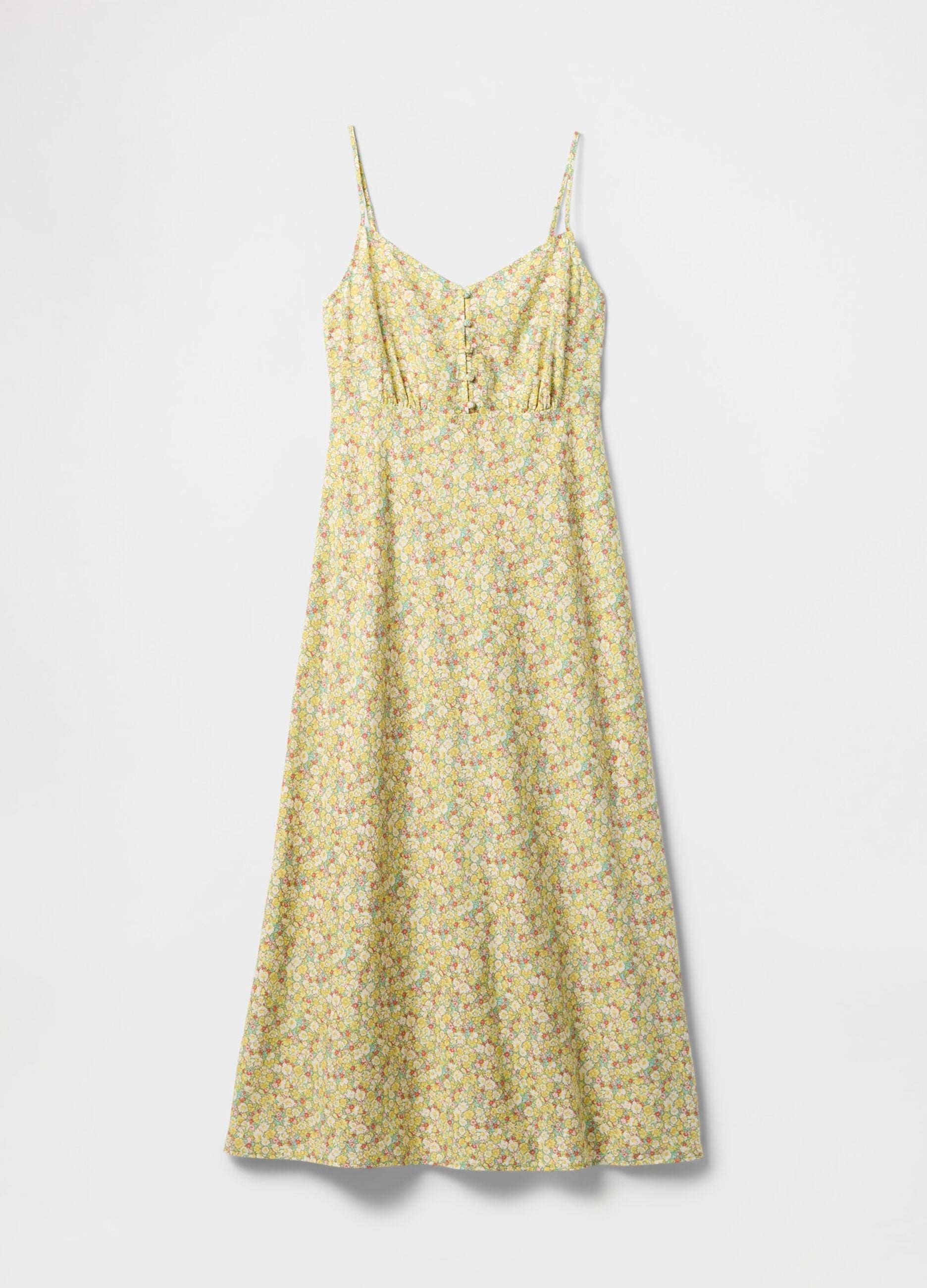 Langes Kleid mit buntem Blumenmuster