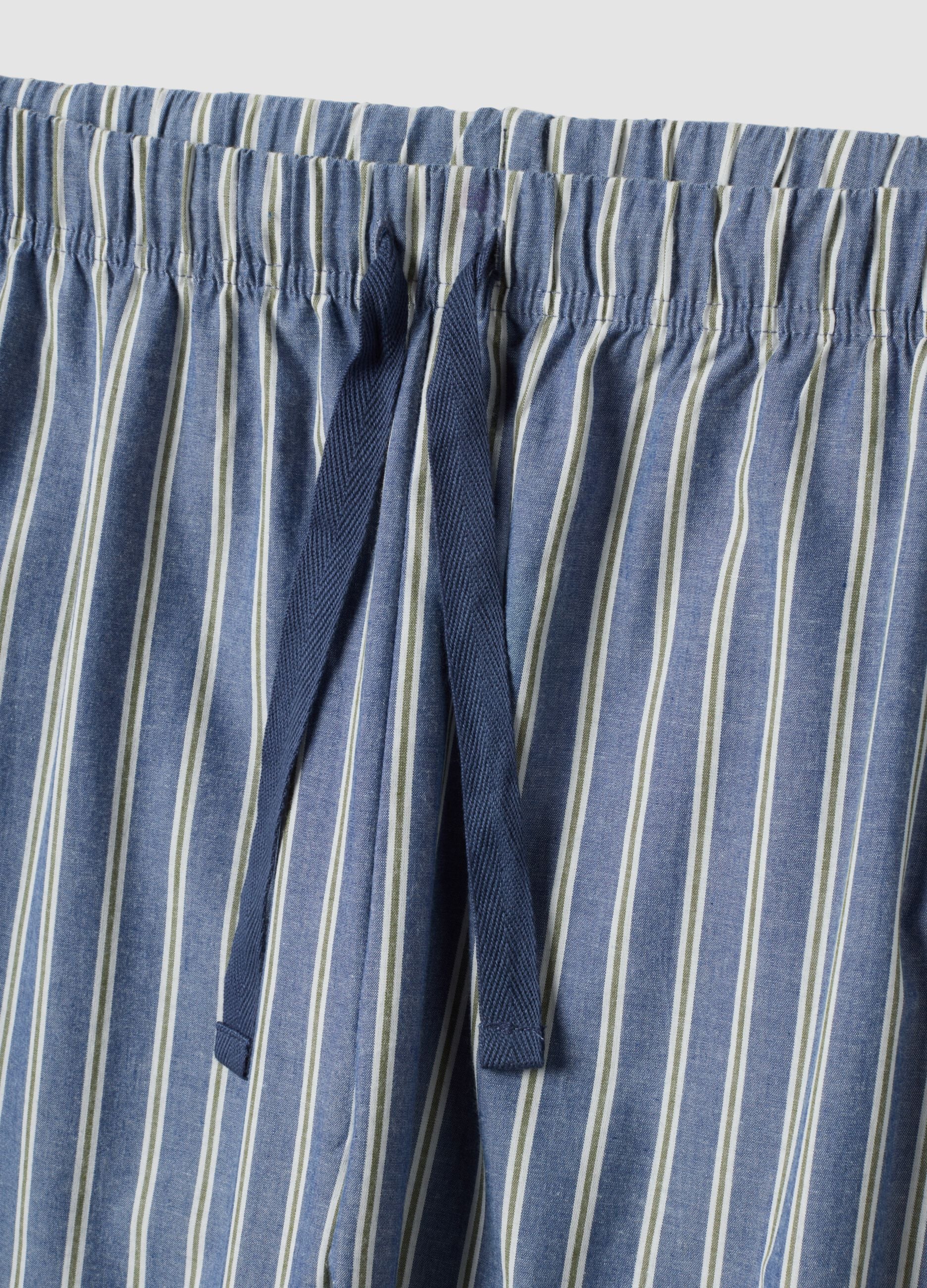 Blue pure organic cotton pyjamas with grandad collar, regular fit