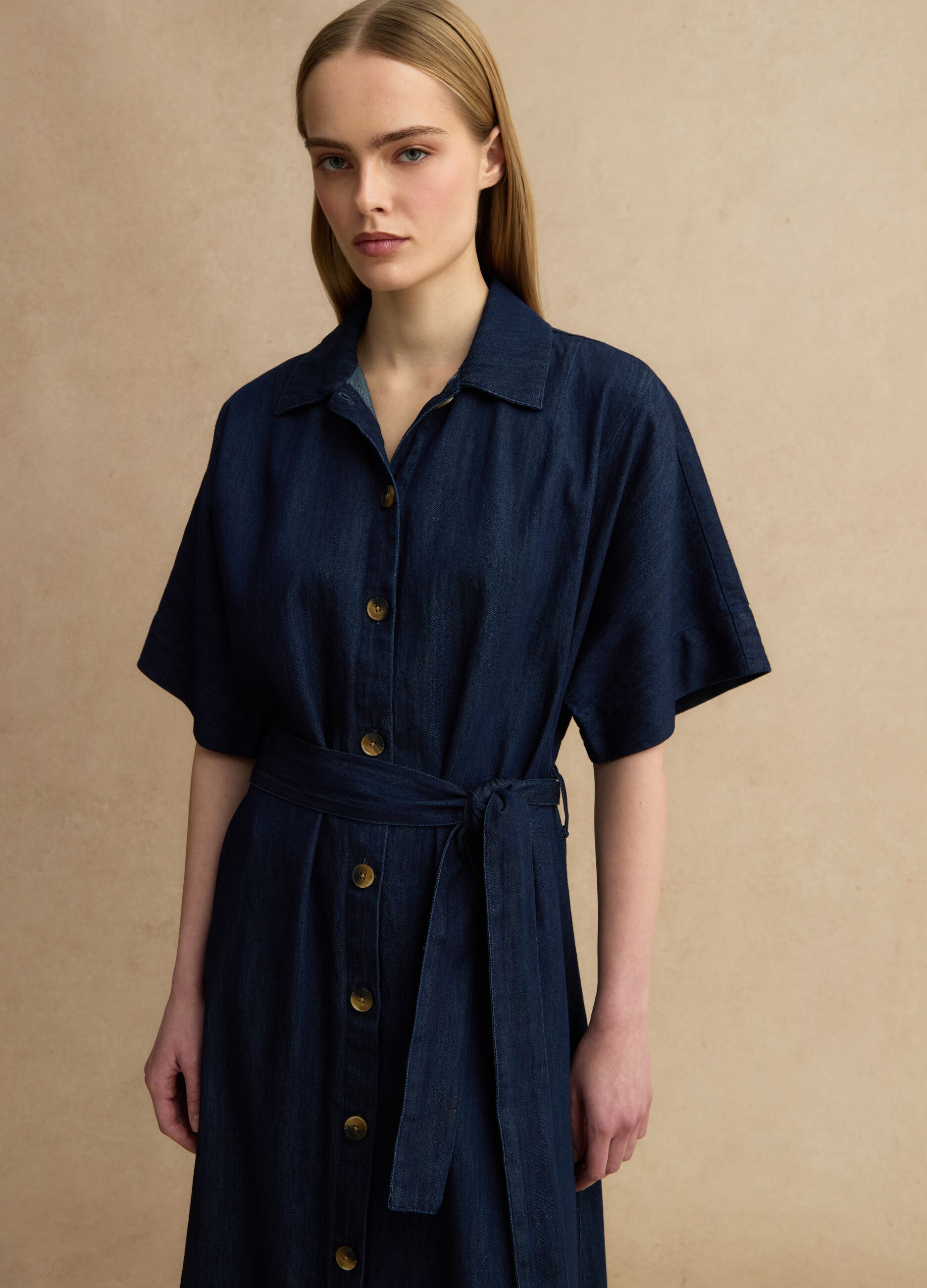 Long blue pure cotton maxi dress