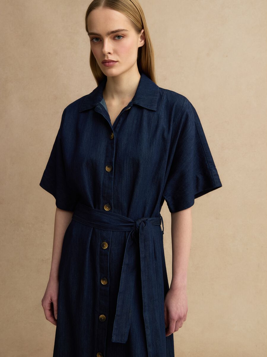 Long blue pure cotton maxi dress_2