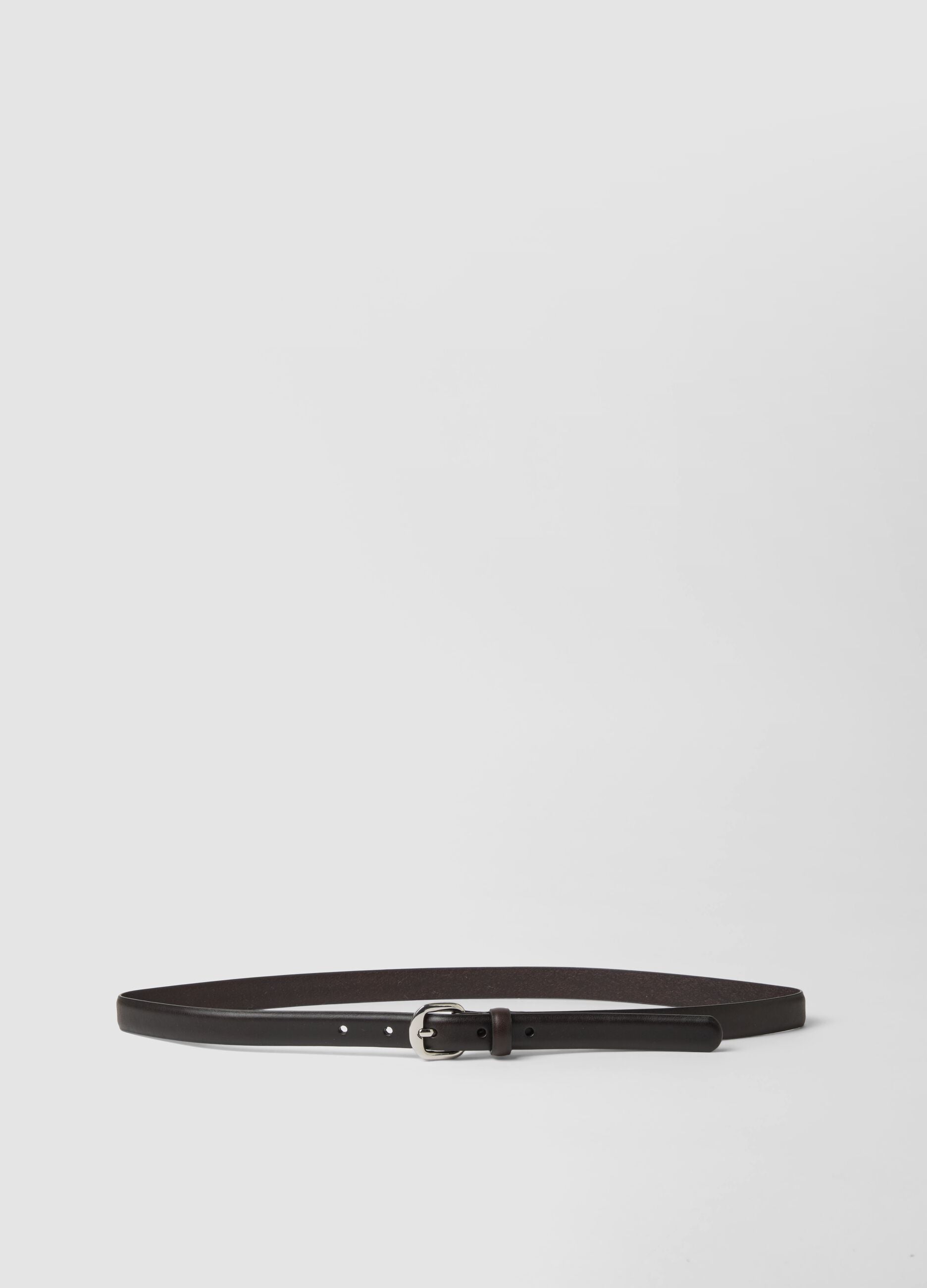 Brown genuine leather belt with metal buckle