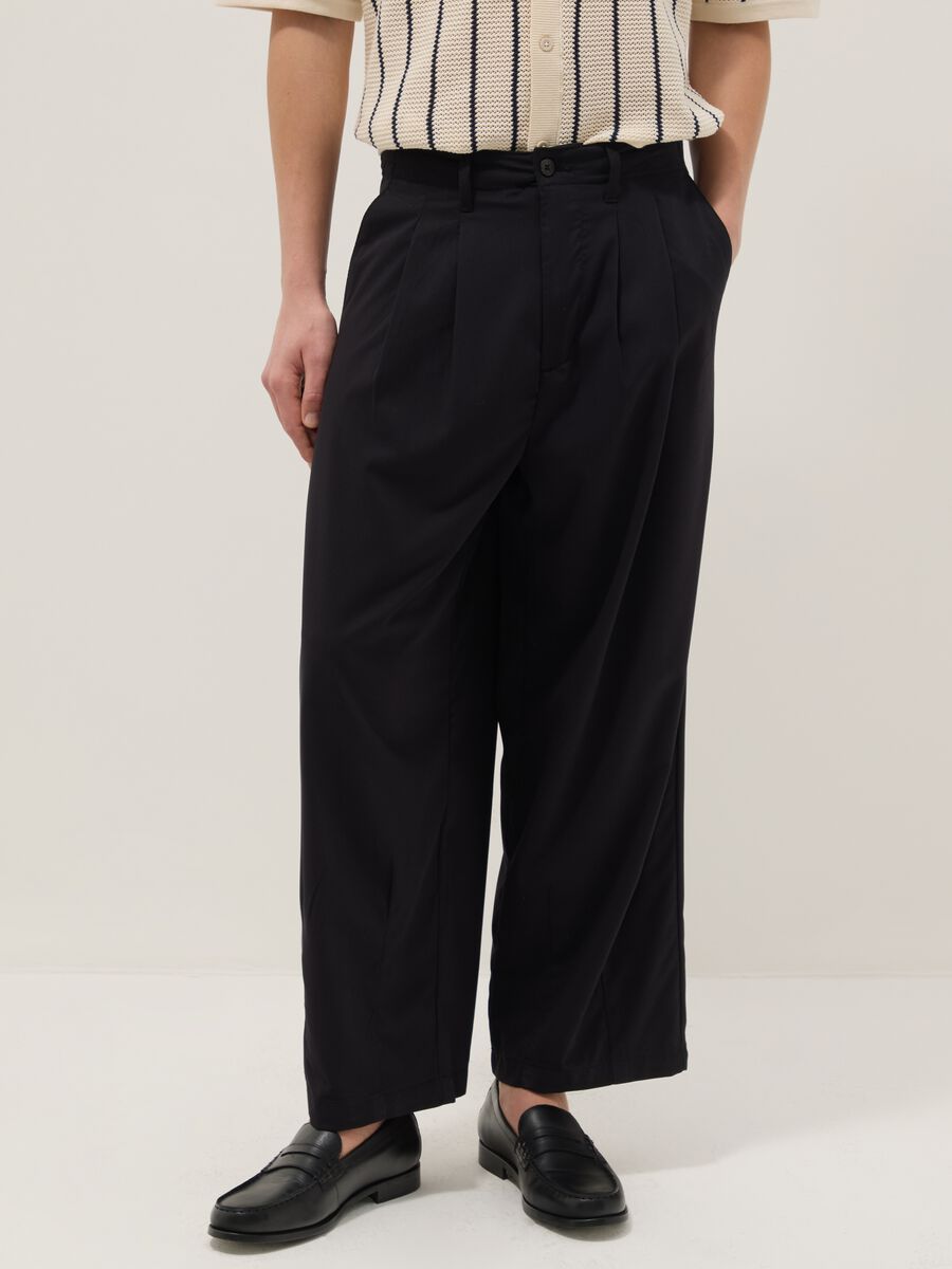 Black viscose stretch chino trousers regular fit_2