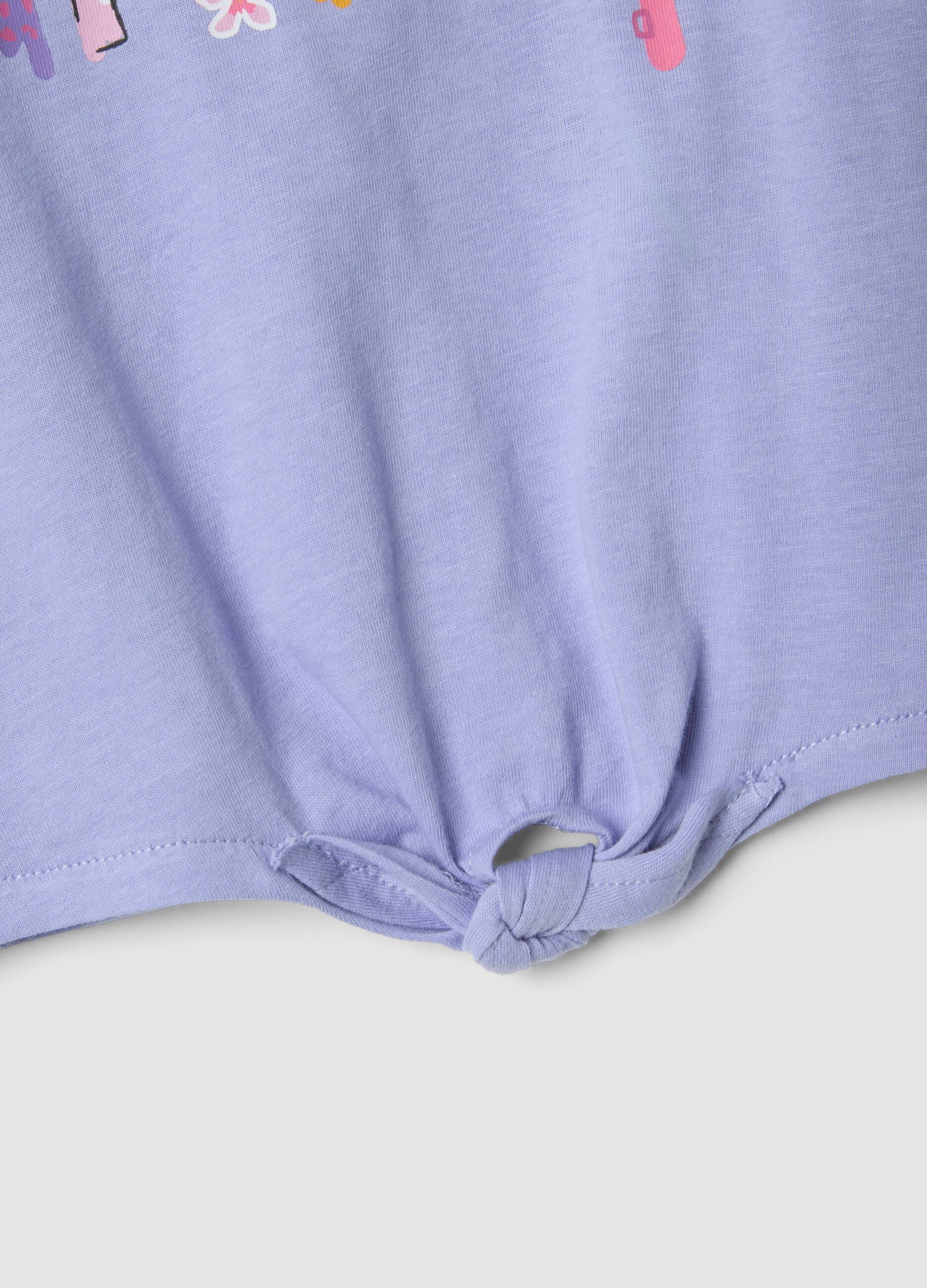 Purple organic cotton vest top with knot detail