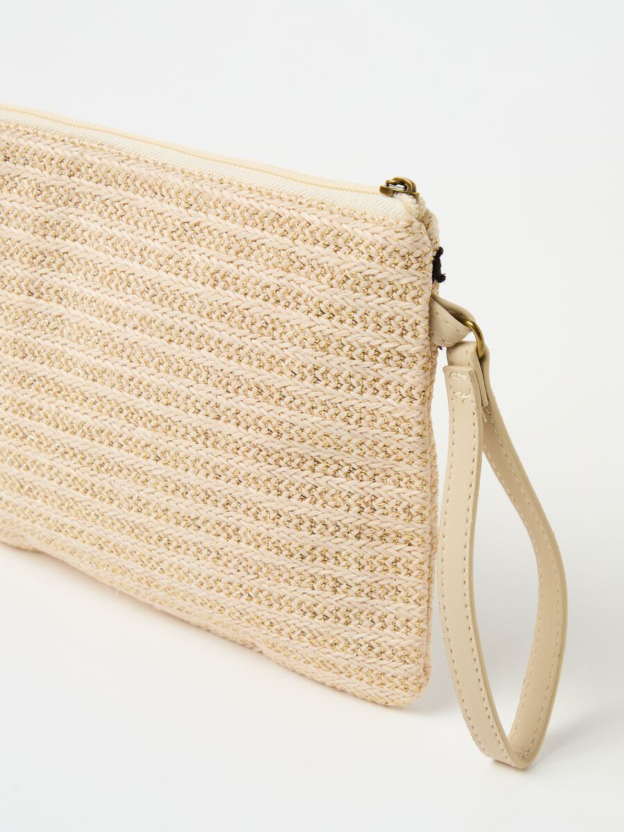 Clutch bag with crochet application and tassels_2