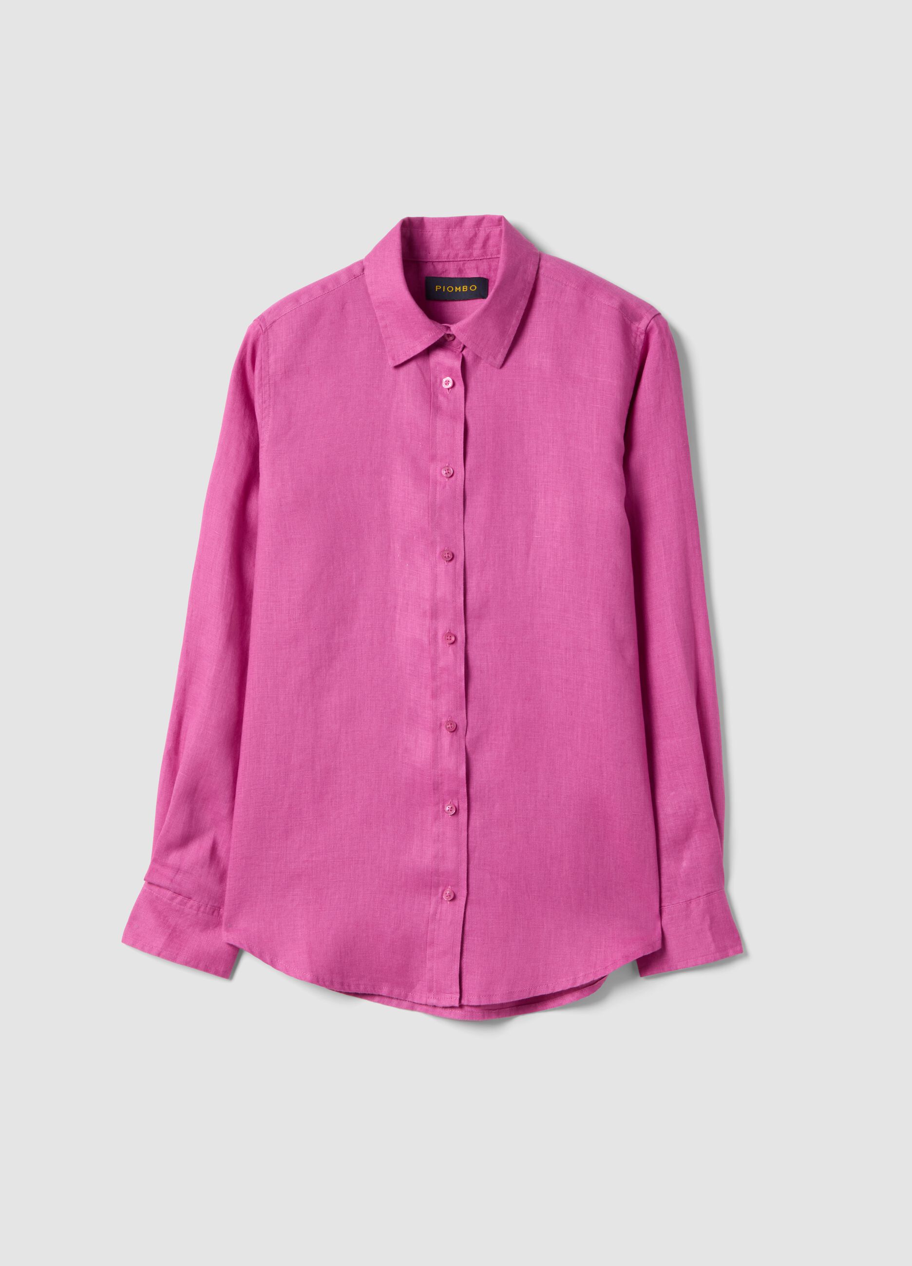 Pink Pure Linen Regular Fit Shirt
