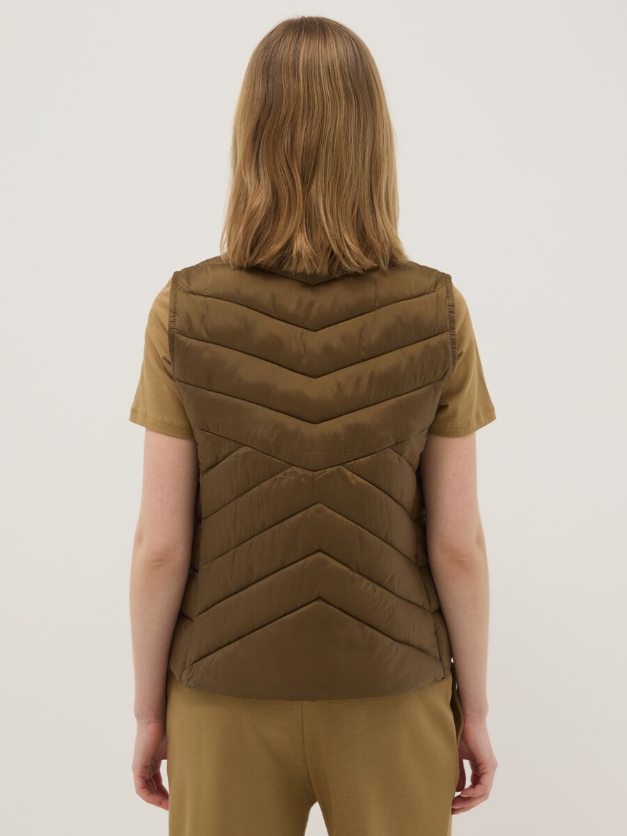 Brown padded gilet regular fit with zip_2