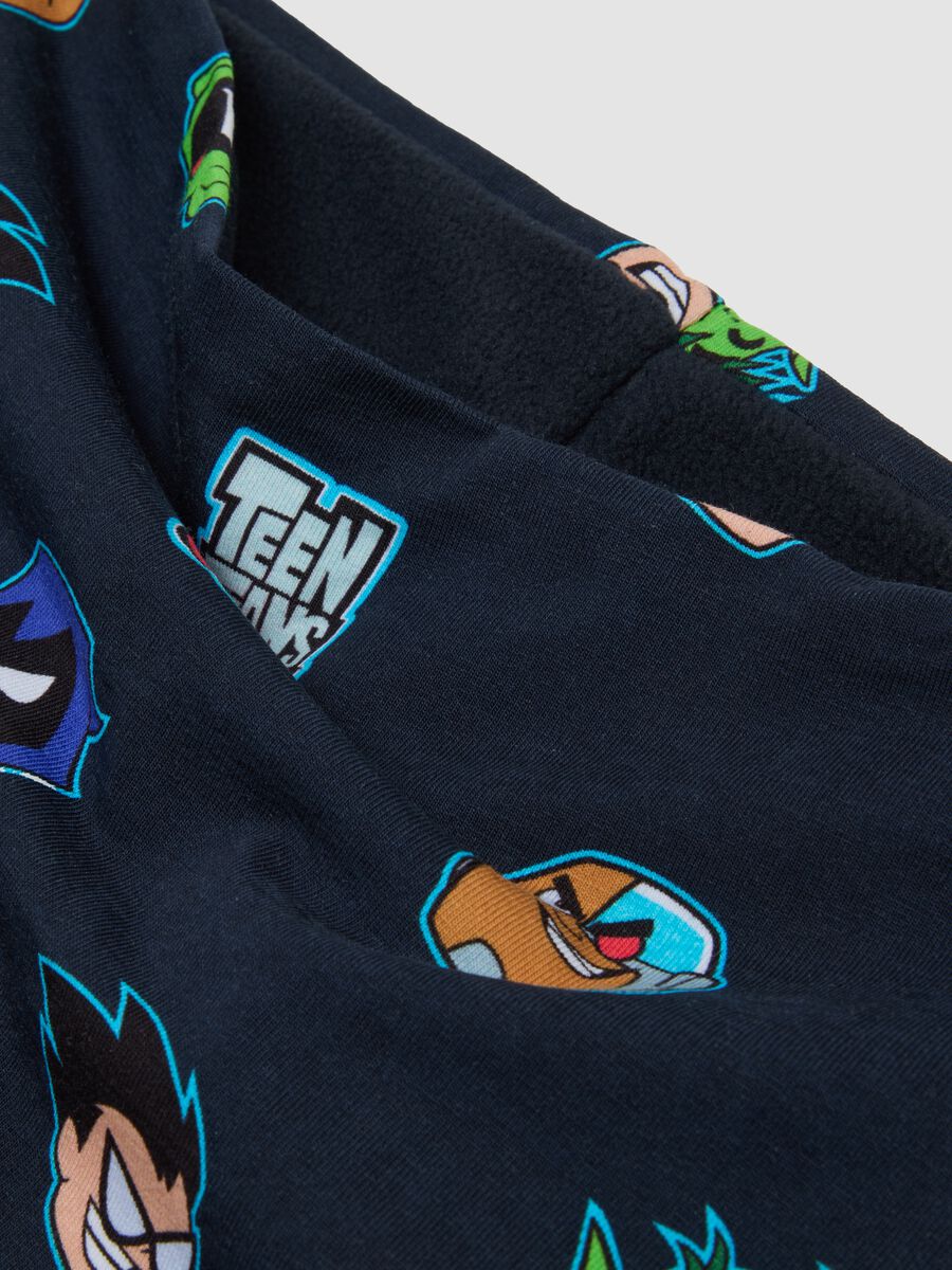 Sciarpa blu notte in cotone elasticizzato con stampa Teen Titans_1