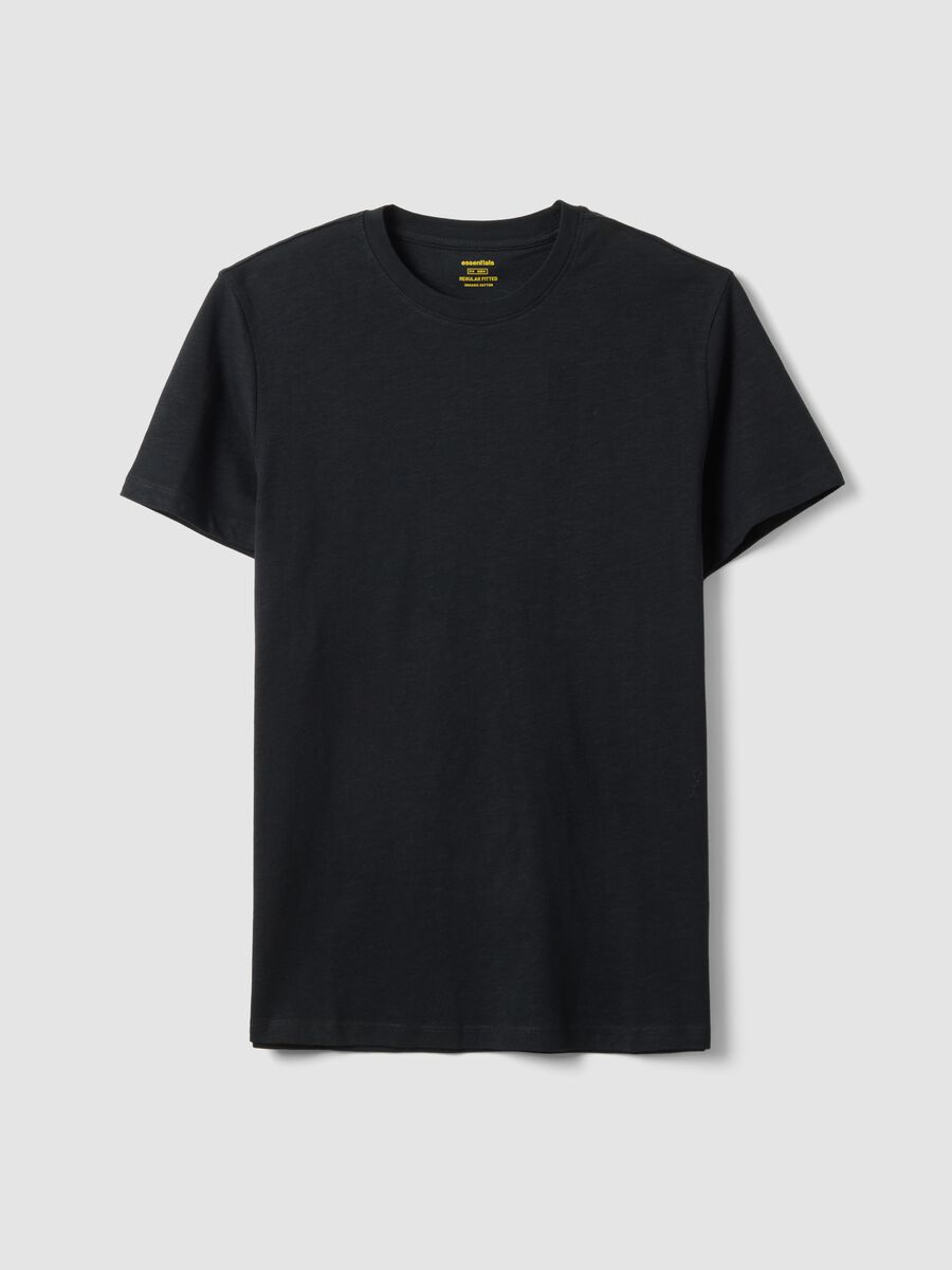 Black pure cotton short sleeve T-shirt regular fit_0