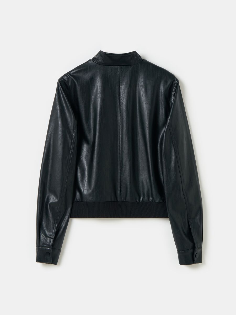 Full-zip glossy-effect bomber jacket_4