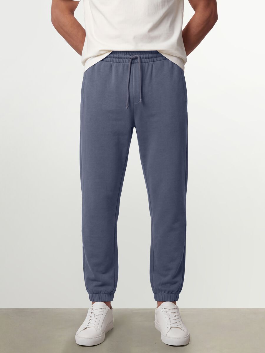 Grey cotton-blend joggers, regular fit_1