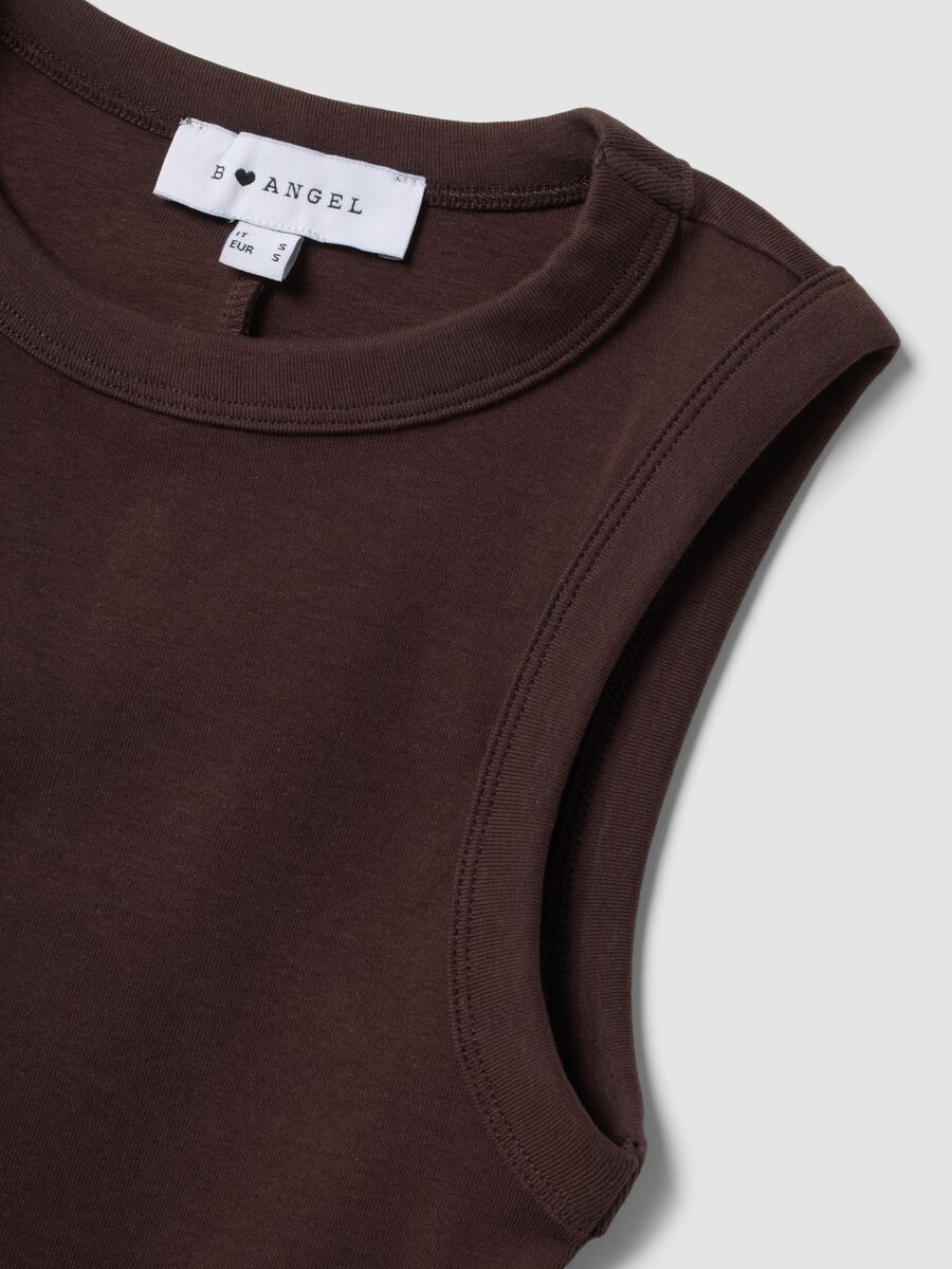 Braunes Crop-Top aus elastischer Baumwolle_5