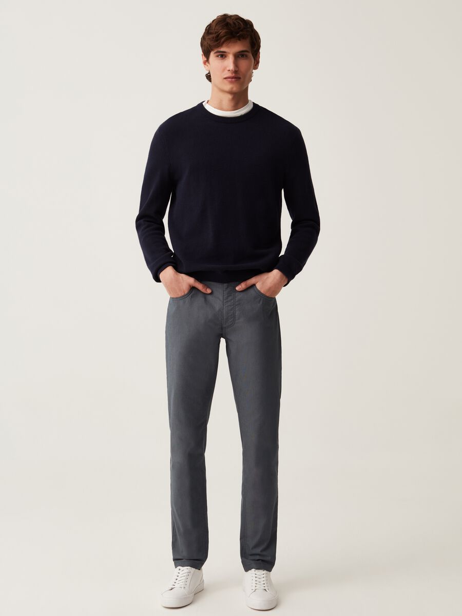 Five-pocket trousers with micro weave_0