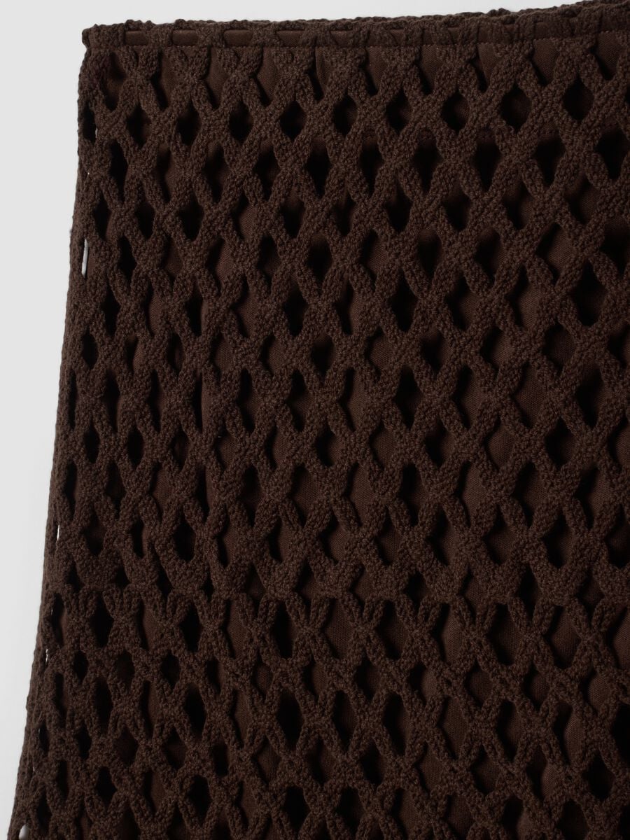 Brown cotton-blend crochet skirt_5