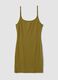 Green fitted ribbed stretch modal dress with straps_4