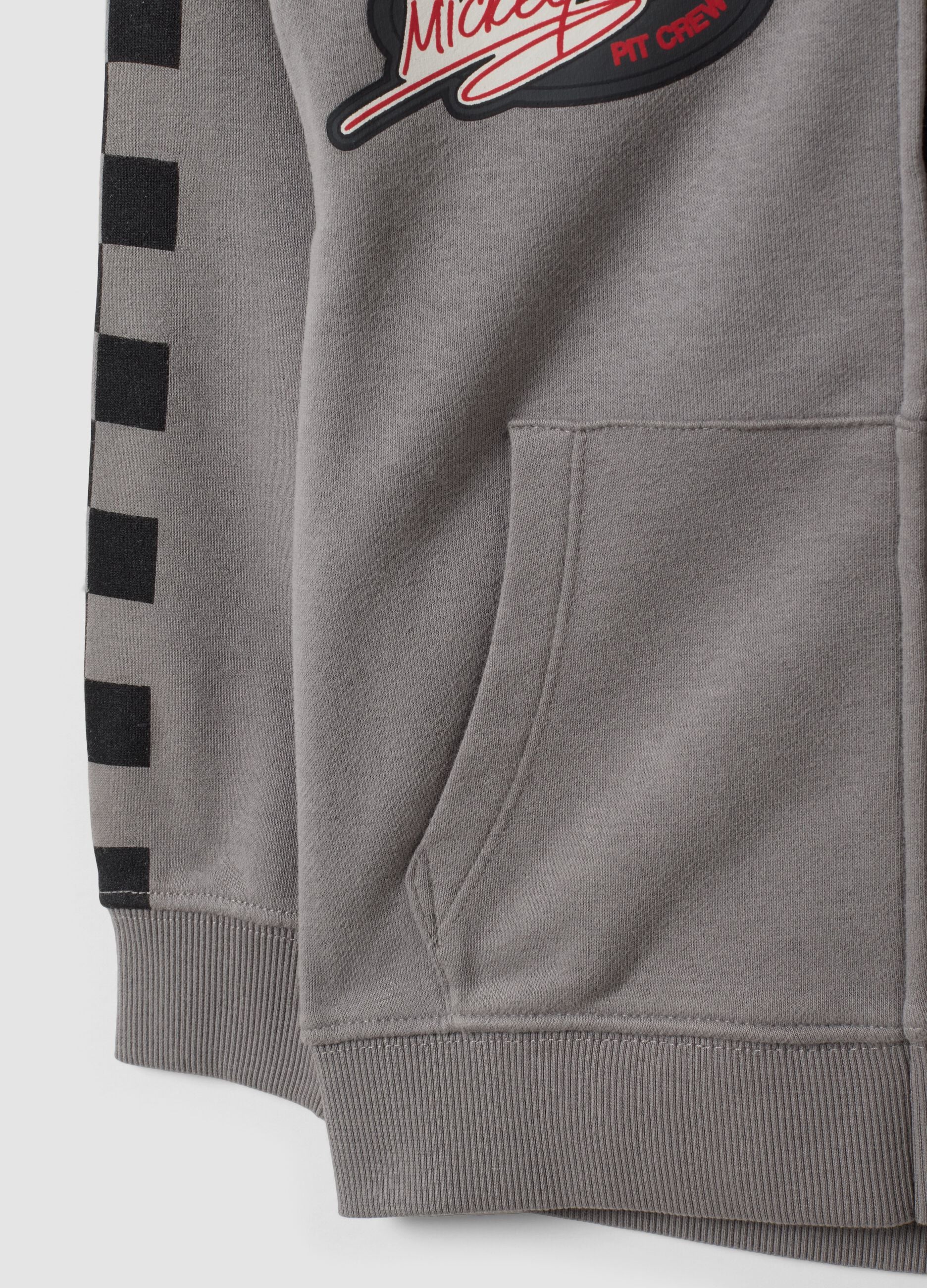 Grey cotton-blend hoodie with Mickey prints for boys