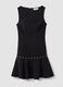 Black sleeveless stretch viscose dress with eyelets_4