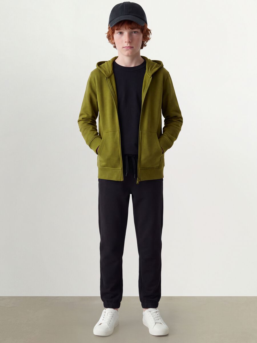 Green organic cotton hooded sweatshirt, regular fit, for boys_1