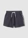 Grey pure cotton shorts with elasticated waist for boys, regular fit_0