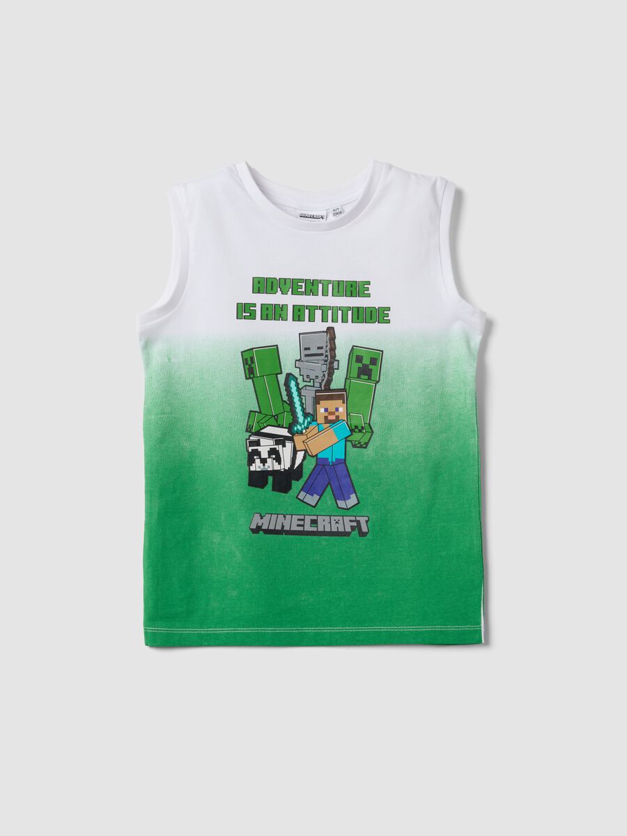 Green pure cotton vest top with print_0
