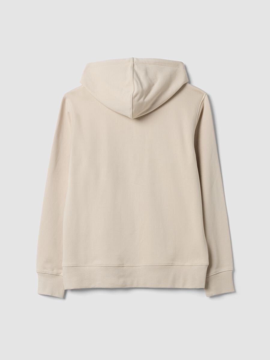 Felpa full zip beige in misto cotone con cappuccio regular fit_2