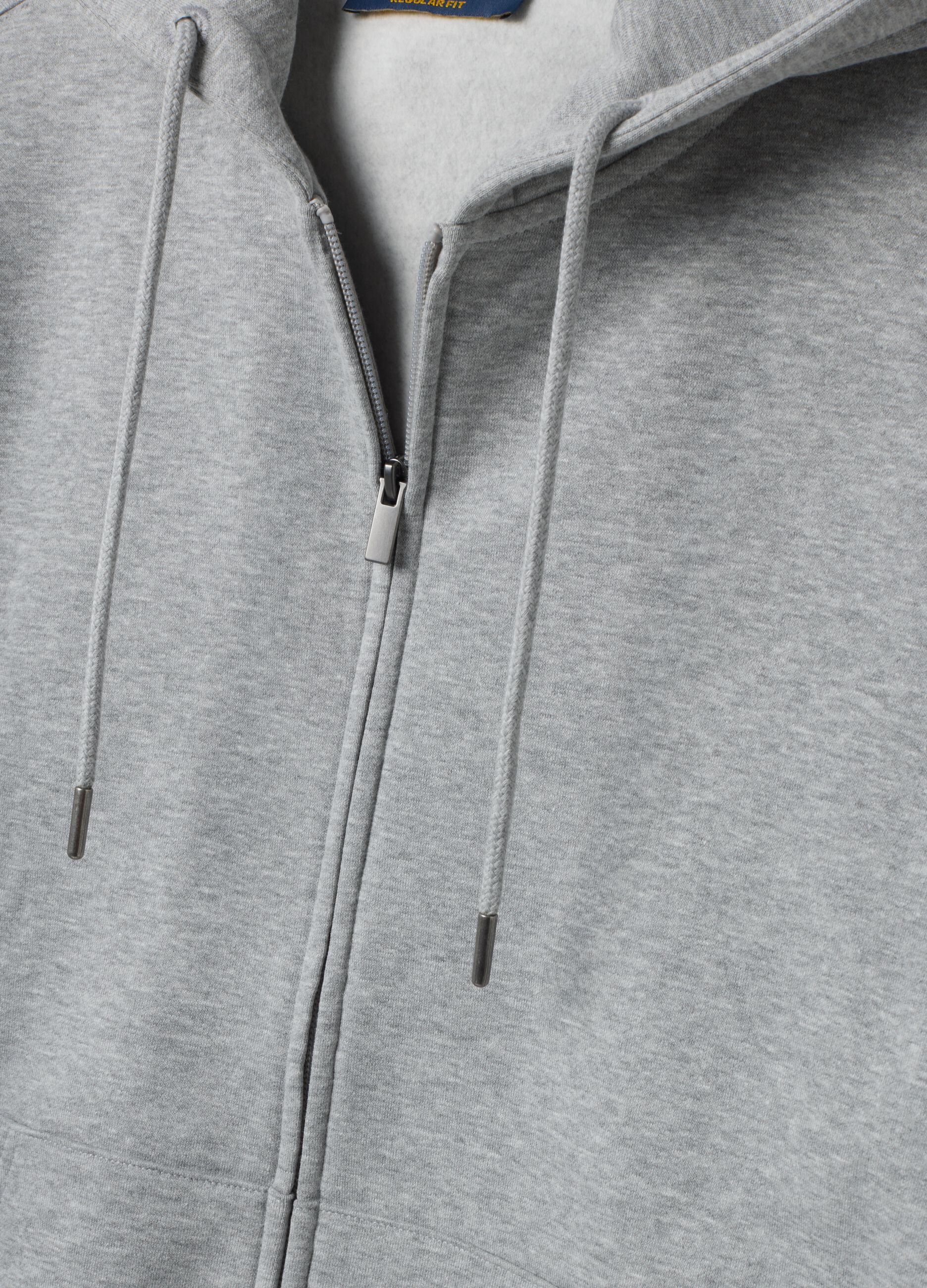 Grey cotton-blend hoodie with crew neck