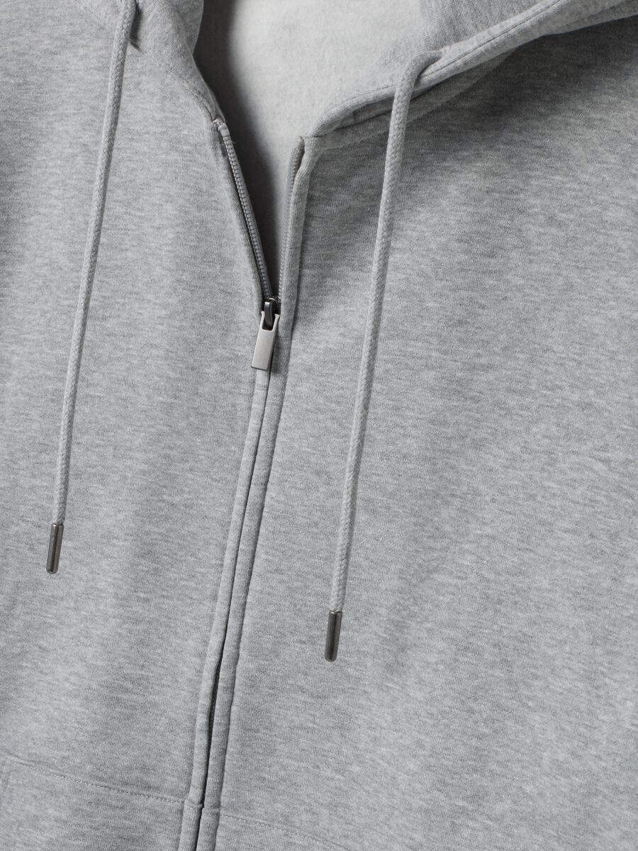 Grey cotton-blend hoodie with crew neck_1