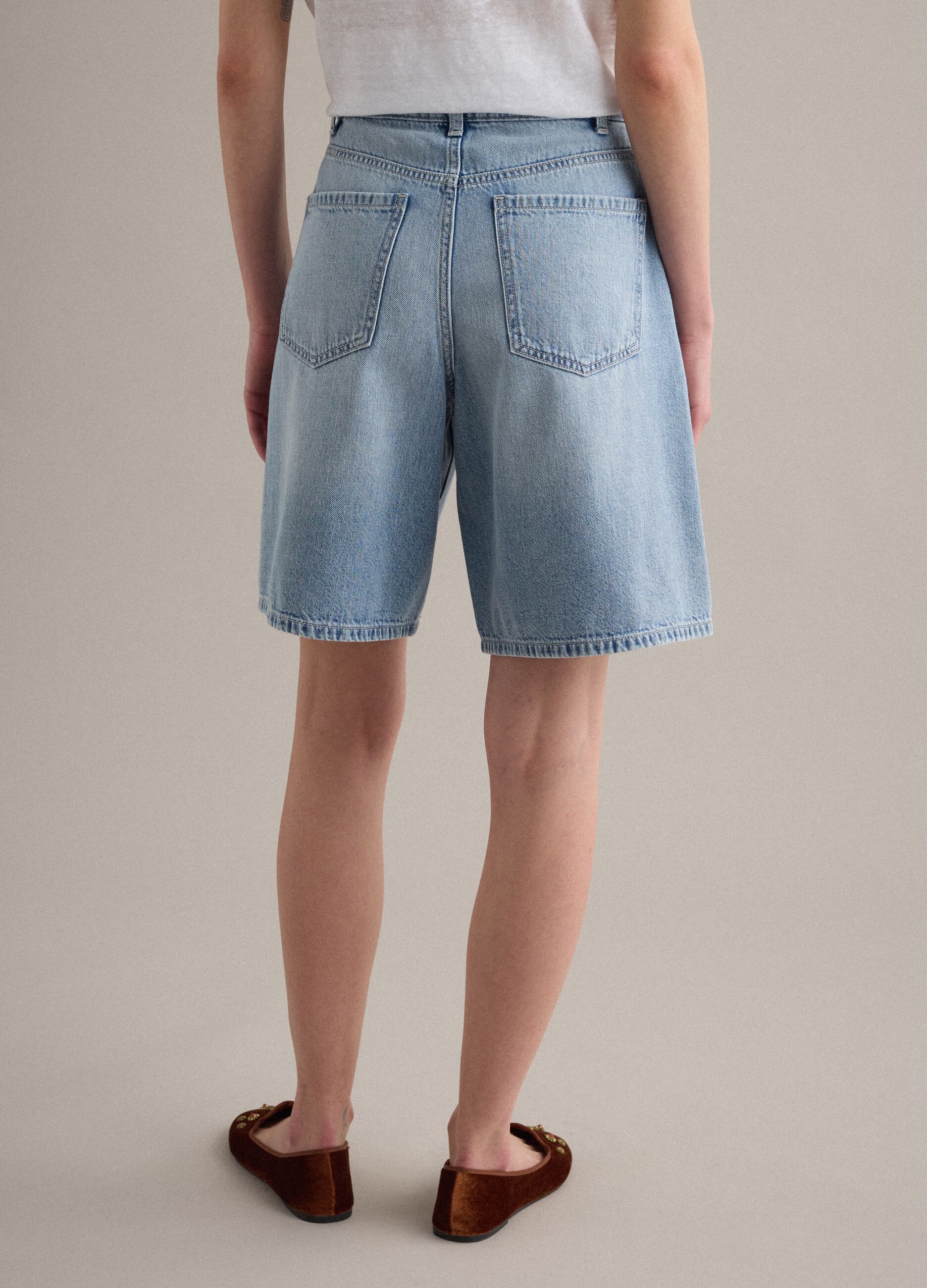 Light blue pure cotton denim shorts