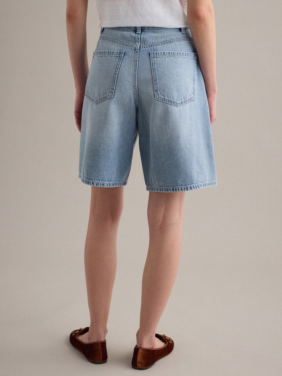 Light blue pure cotton denim shorts_2