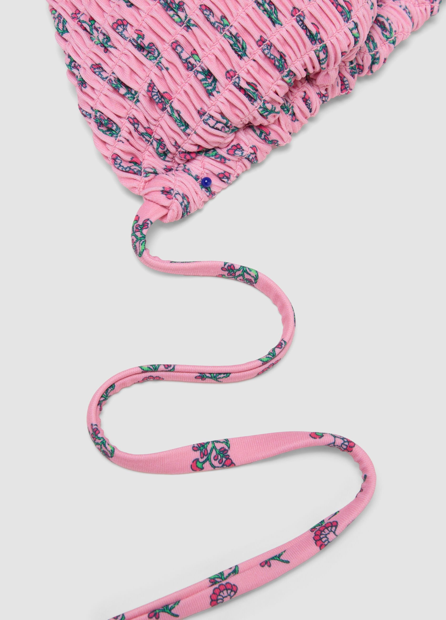 Pink triangle bikini top in stretch fabric