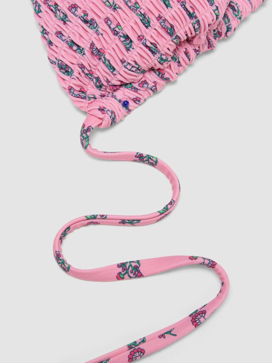Haut de bikini triangle rose en tissu stretch_5