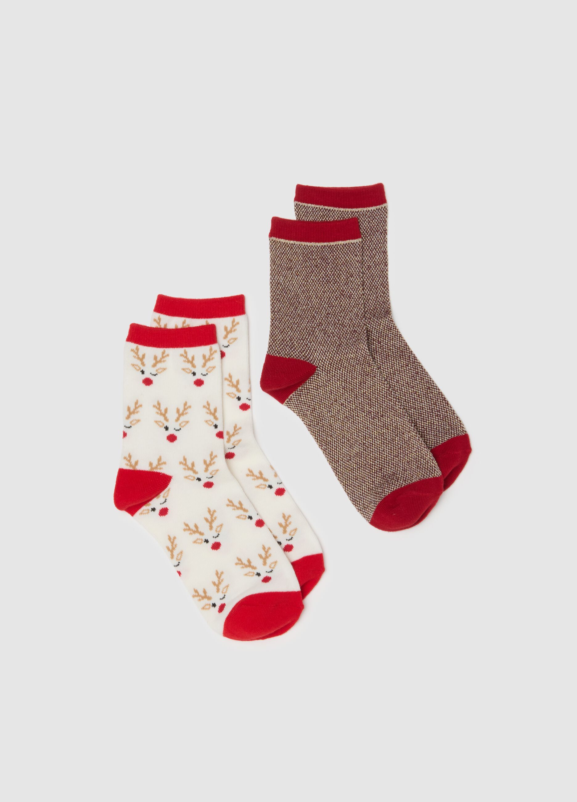 Two-pack short Christmas socks in multicolour cotton blend
