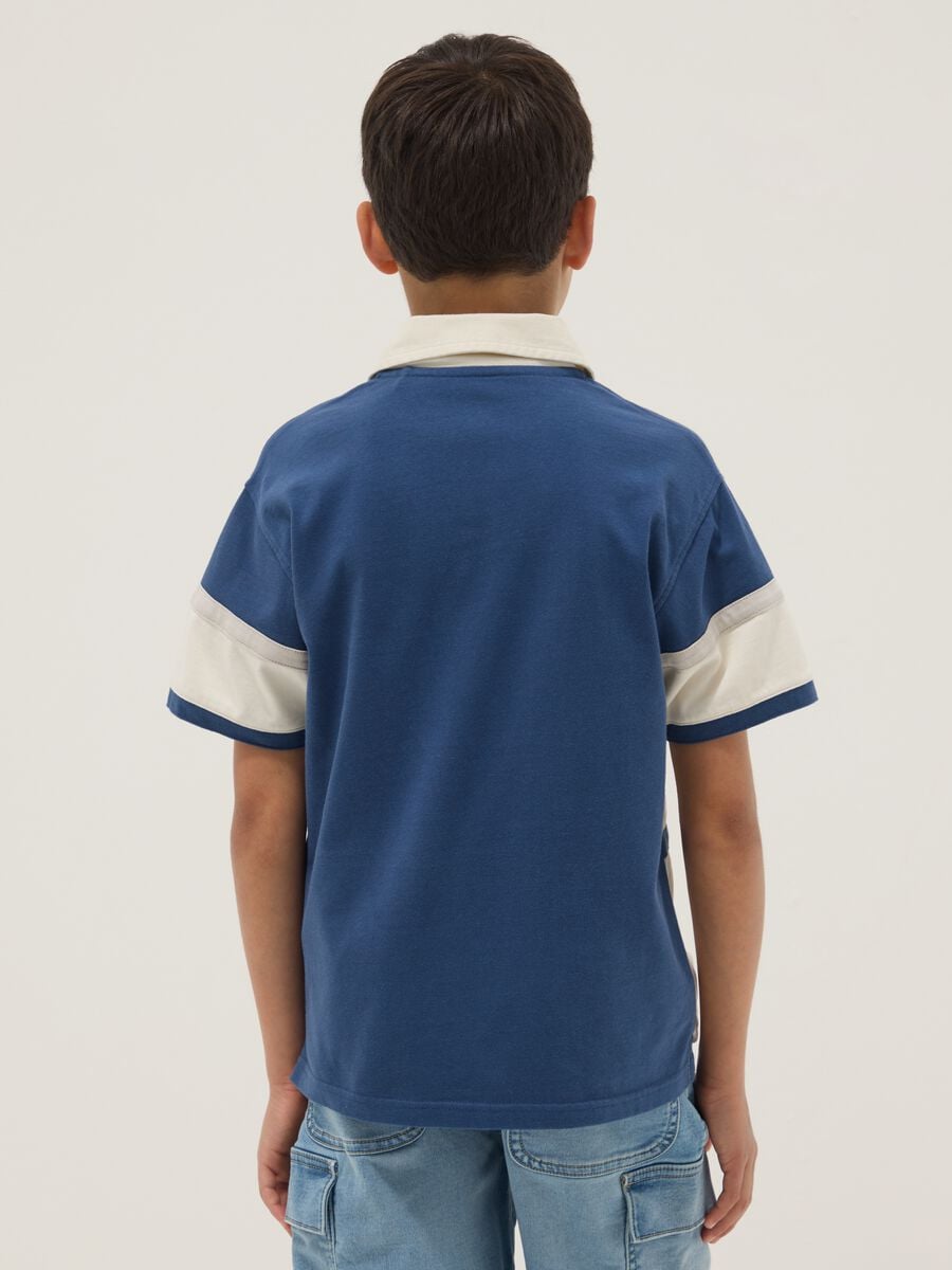 Polo azul de algod&oacute;n puro de manga corta_1