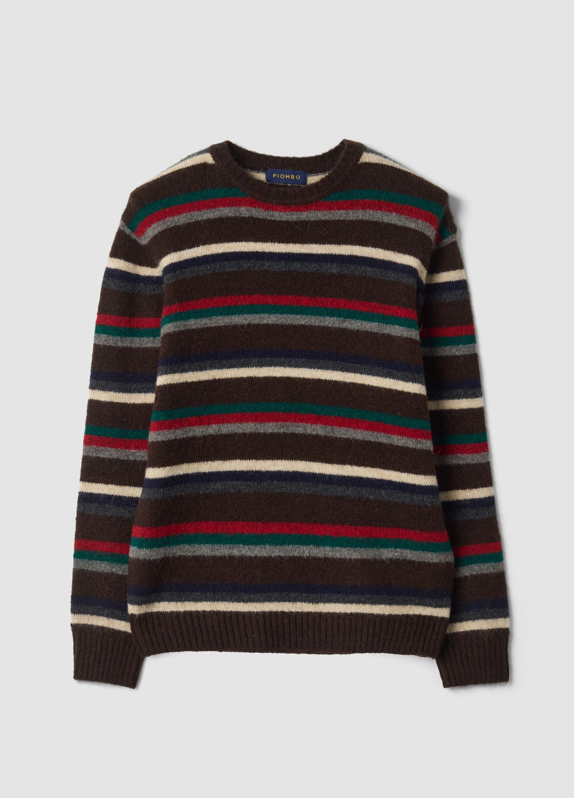Maglia multicolor girocollo in lana e alpaca elasticizzato