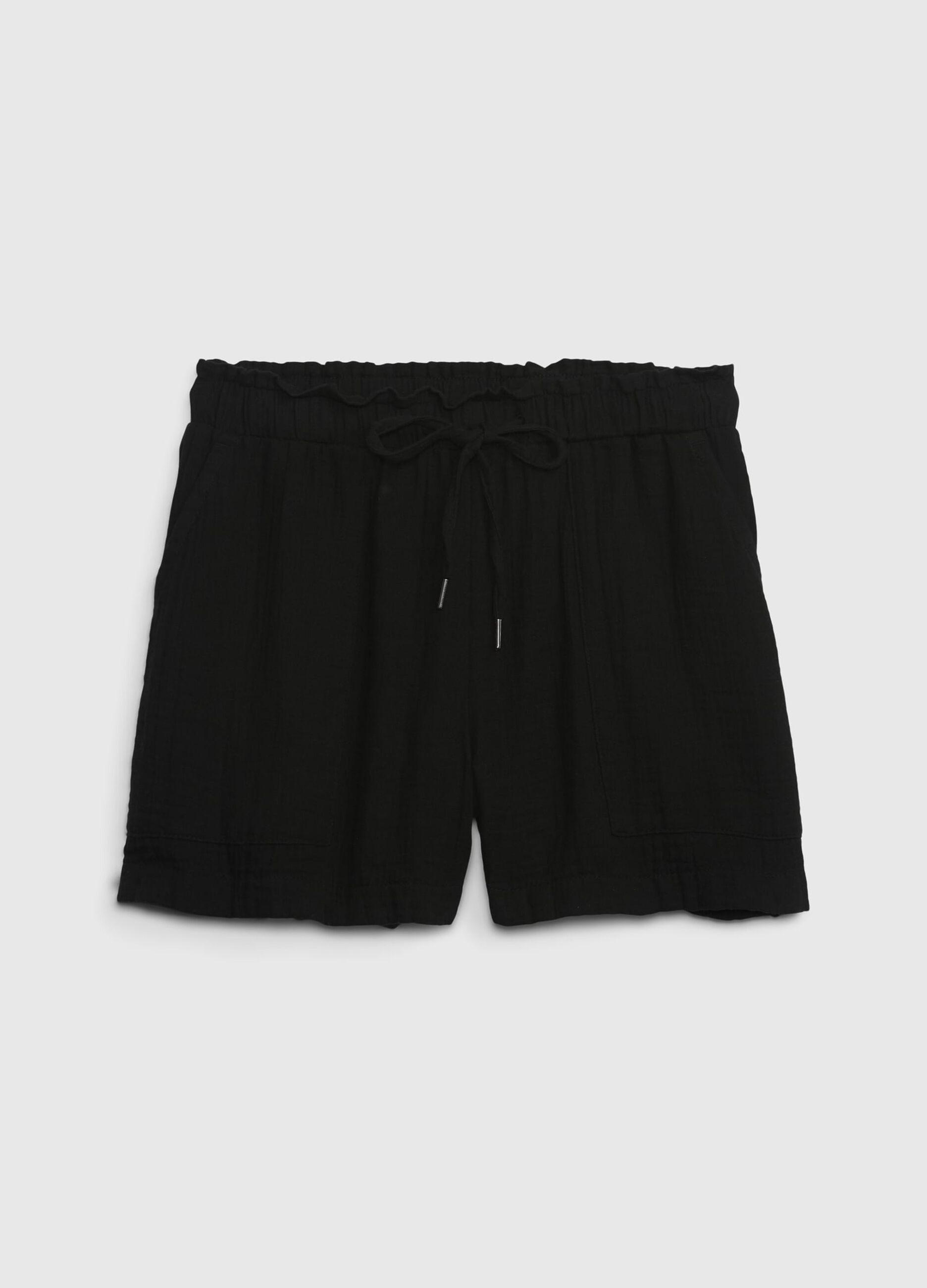 Crinkle-effect cotton gauze shorts