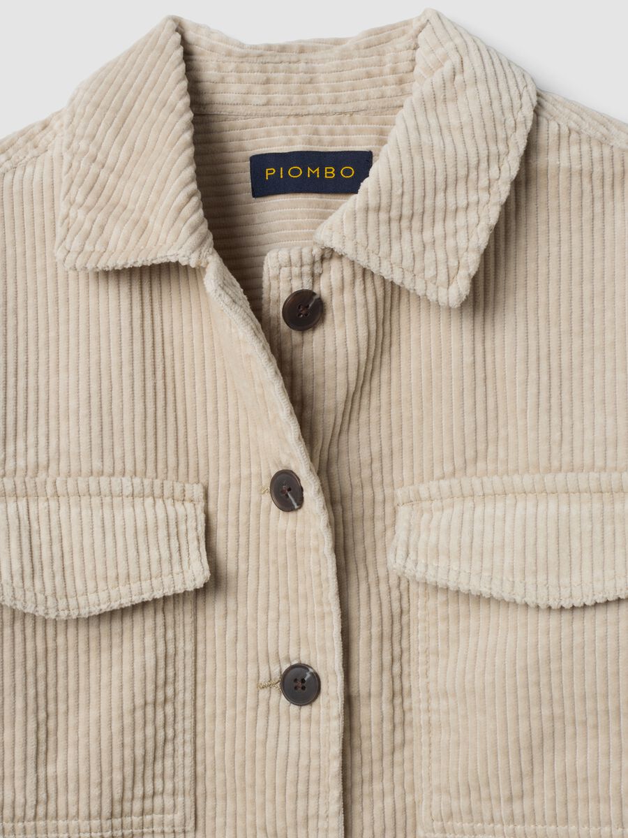 White pure cotton ribbed shirt_5