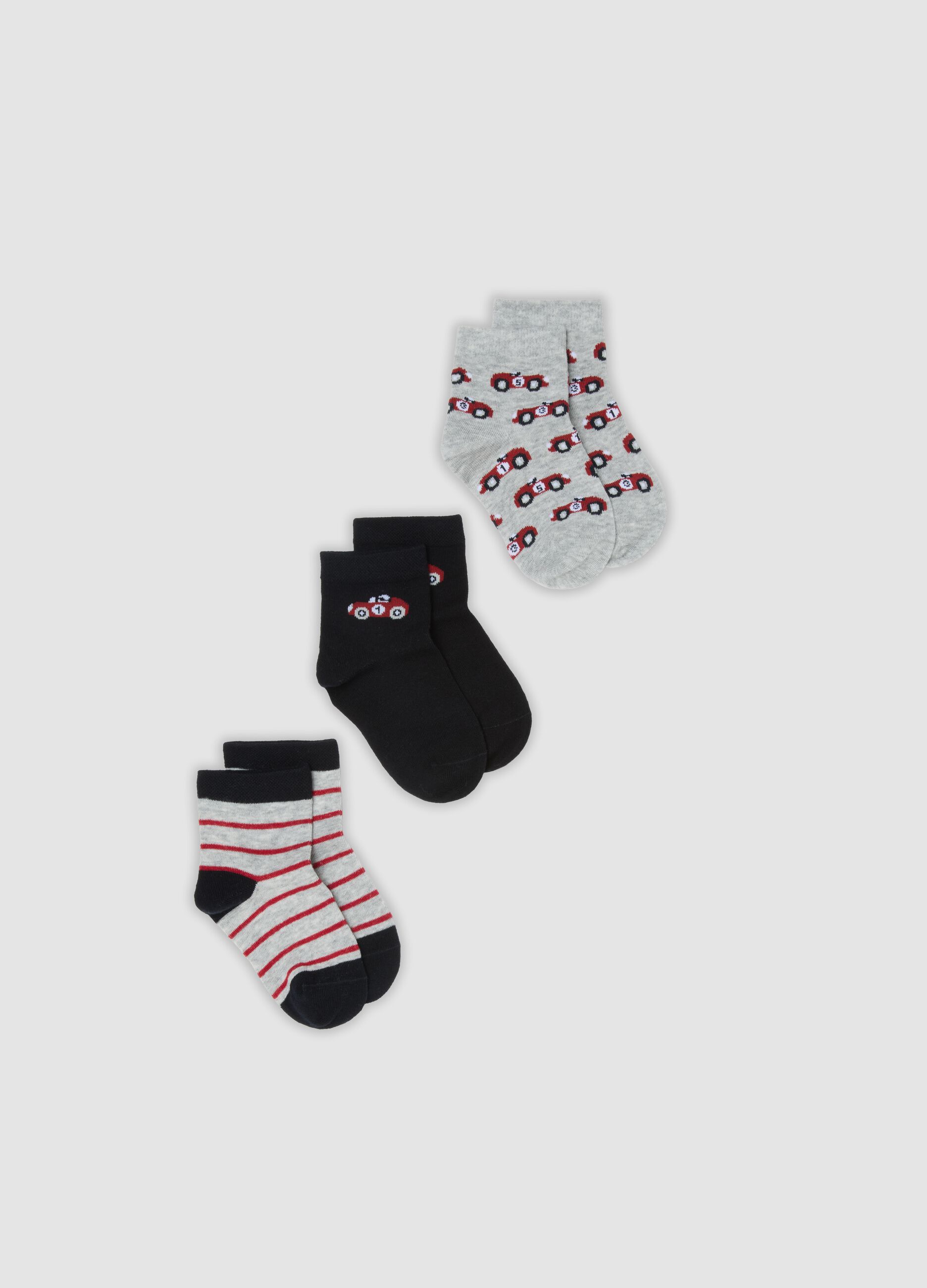 3-pack of multicolour short socks in stretch organic cotton for boys
