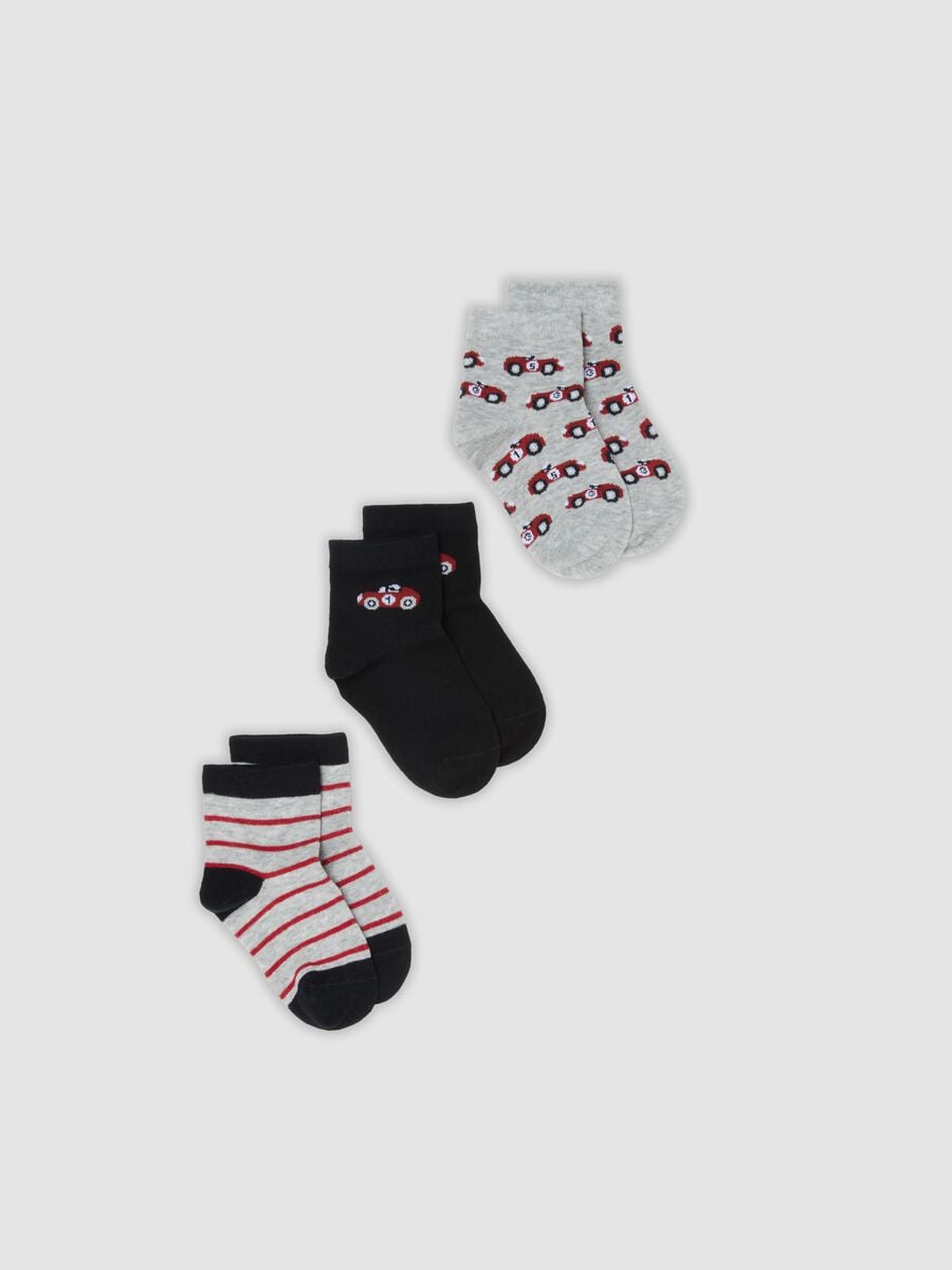 3-pack of multicolour short socks in stretch organic cotton for boys_0