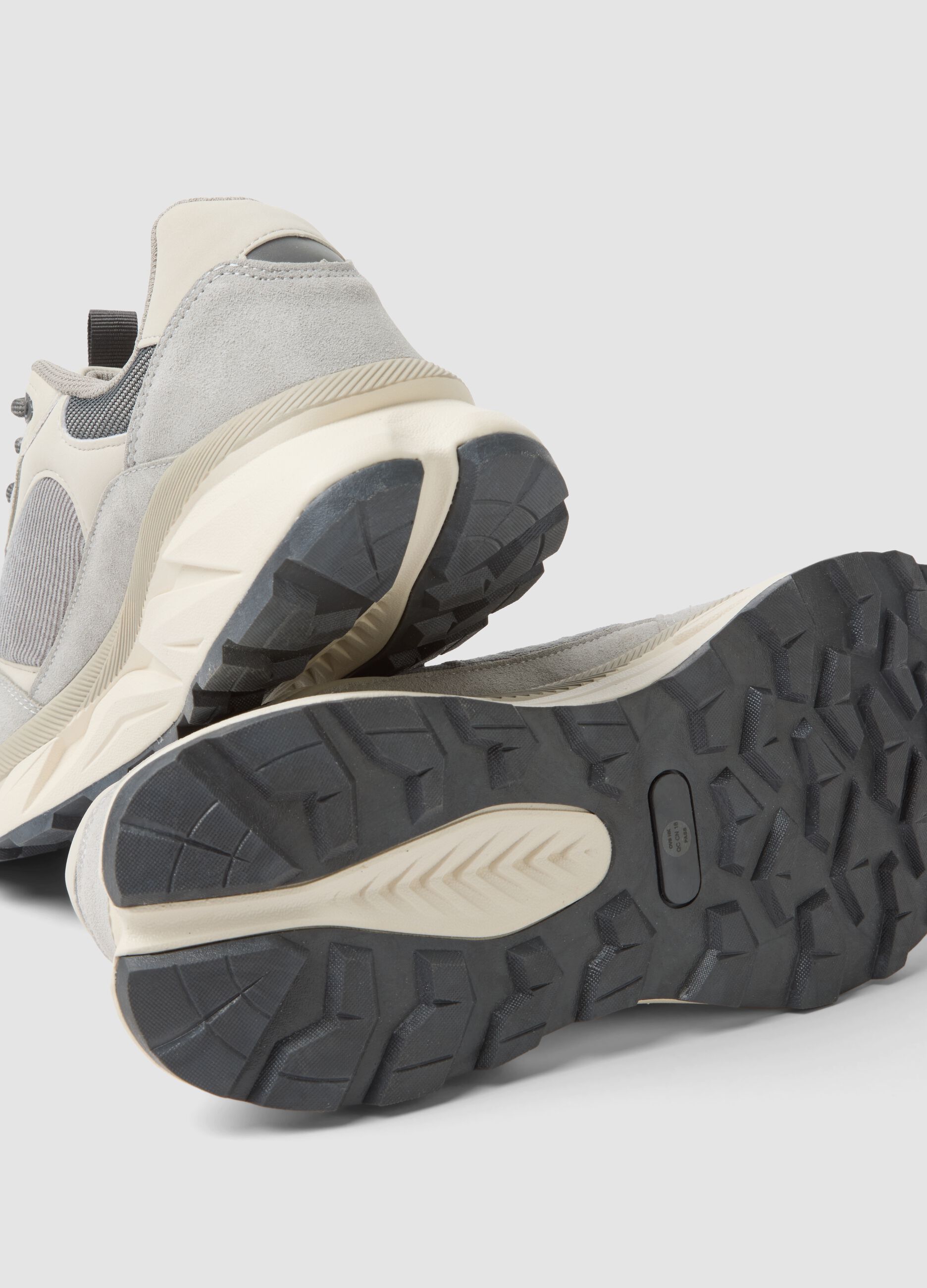 Grey casual lace-up trainers with running-style sole