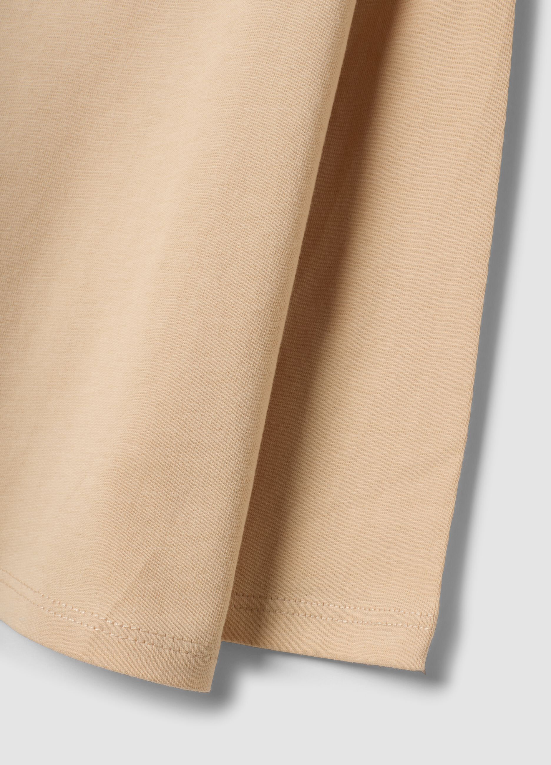 Maglietta beige in puro cotone organico con stampa orsetti per bimba