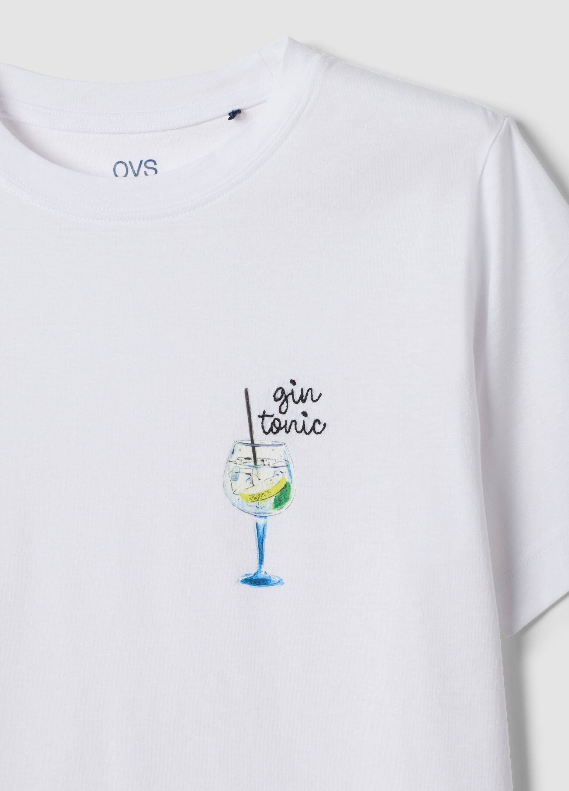Wei&szlig;es T-Shirt aus reiner Baumwolle mit Print, Regular Fit