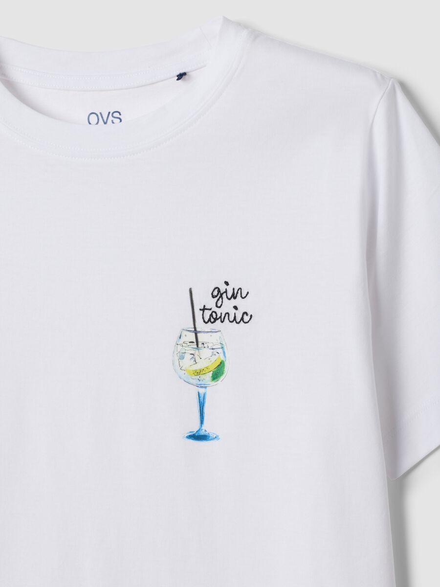 Wei&szlig;es T-Shirt aus reiner Baumwolle mit Print, Regular Fit_1