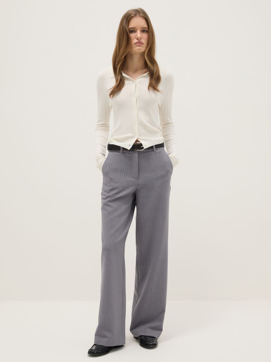 Straight multicolour striped trousers with comfortable fit_0