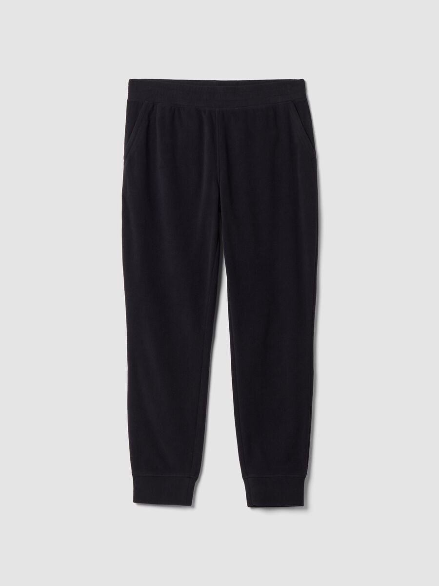 Black fleece jogger trousers, regular fit_0