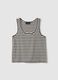 Multicolor striped regular fit cotton and linen tank top_0