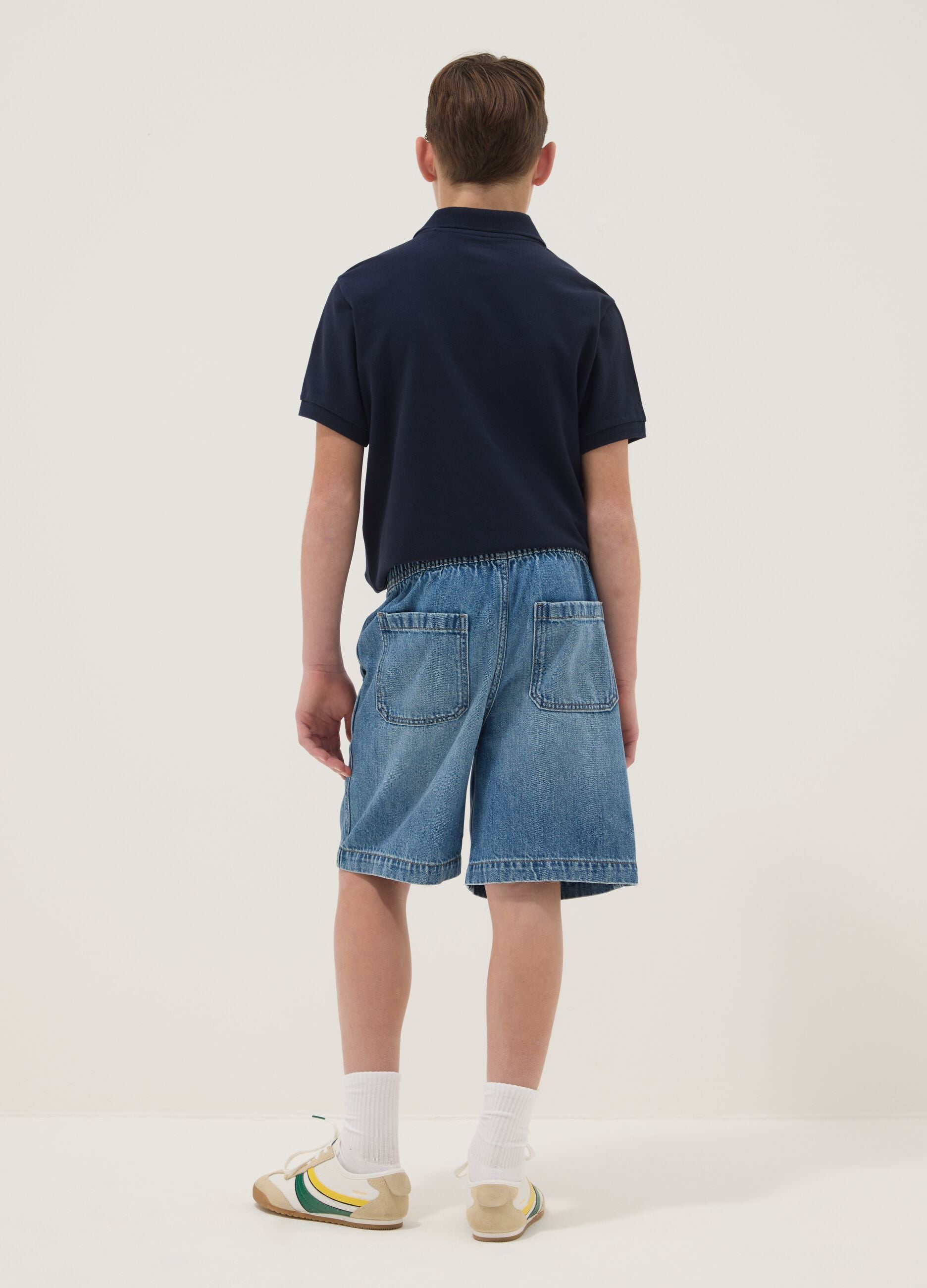 Blue denim boys&rsquo; cotton-blend straight-fit shorts