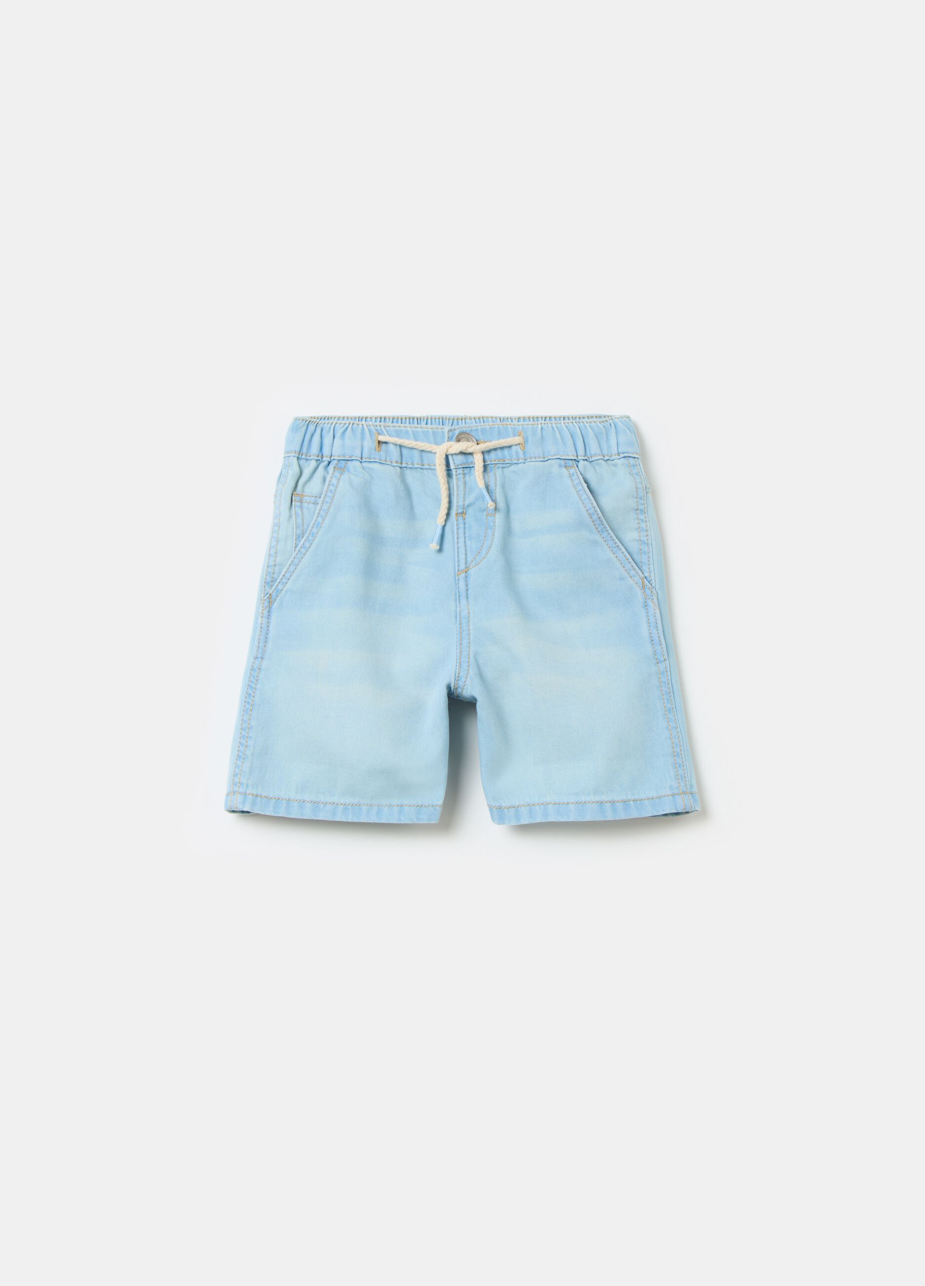 Shorts in denim con coulisse
